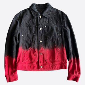 Louis Vuitton Black & Red Gradient Embroidered Monogram Denim Jacket